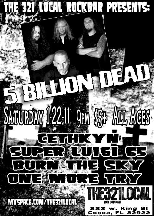 five billion dead at 321 local rock bar flier cocoa florida